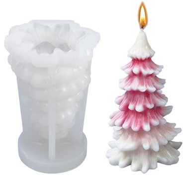 ALLAVA Silikonform Weihnachten, 3D Gießform Tannenbaum, Silikonformen Gießformen Weihnachten, Silikonform Tannenbaum für Kerzenherstellung, Handgefertigte Seife, DIY Handwerk Dekoration (SD-72)