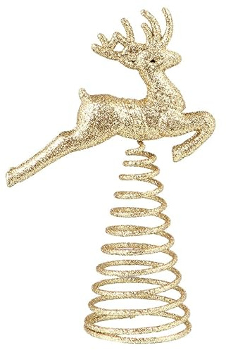 ifundom Rentier-Weihnachtsbaumspitze, Vintage-Moderne Weihnachtsdekoration für Neujahr, Winterfeiertage, Heimparty, Gold