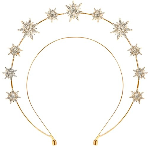 Carnival Haarreif Sterne,Stern Stirnband,Krone mit Heiligenschicht,Griechische Göttin Kostüm,Gold Sternenhaarreifen für Hochzeit Weihnachten Party Kopfschmuck für Frauen und Mädchen