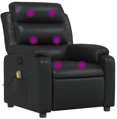 vidaXL Sillón de Masaje reclinable Cuero sintético Negro, sillón de Masaje, sillón, sillón reclinable, sillón de Masaje de Oficina