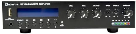 Adastra Amplificador Mezclador Compacto de 100 V Serie UX con 120 W de Potencia de Salida Real, reproducción de Audio Completa a través del Reproductor Multimedia Dab + Bluetooth