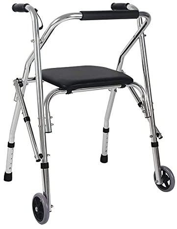 Walker, Hopfällbar Rollator Med Hjul Och Sits, Justerbar Portabel Transportrullator Mobility Walker För Seniorer, Vuxna Utomhus