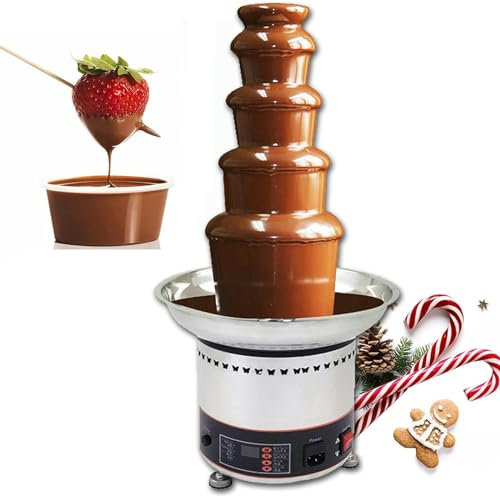FLTRGO Fontana di Cioccolato, Fontana per fonduta di Cioccolato da 4 kg, Macchina per Fontana di Cioccolato in Acciaio Inossidabile a 5 Livelli - Cioccolato Fondente Perfetto per Formaggio Nacho