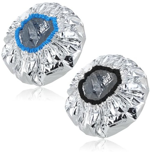 2 Pcs Aluminum Foil Deep Conditioning Hair Cap Reusable Heat Cap For Deep Conditioning Thickened Hair Cap for Oil Treatment Heated Shower Cap Processing Caps for Hair Dye Cap for Home and Salon Use