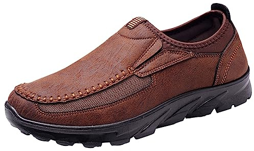 LOIJMK Herrskor business casual, sneakers herr slip-on, sportskor herr sommar fritidsskor lediga skor män utomhusskor män promenadskor komfortskor sneakers, BRUN, 42 EU