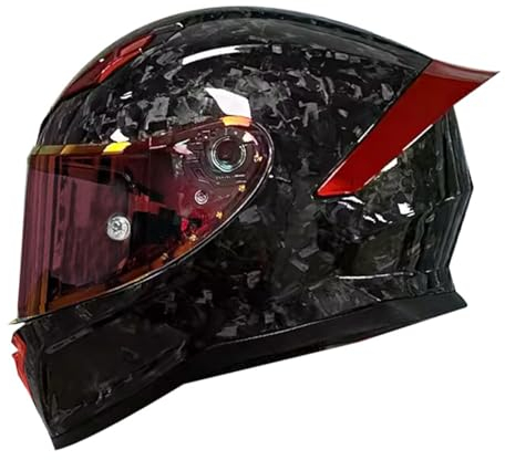 RYDZCLH Integralhelm Für Motorradfahrer, DOT/ECE-Geprüfter Visier-Motorradhelm, Mehrere Belüftungsöffnungen, Leichter Helm Für Roller, Skateboard, Moped, Straßenrad, Rennrad,Rot,2XL 61~63cm