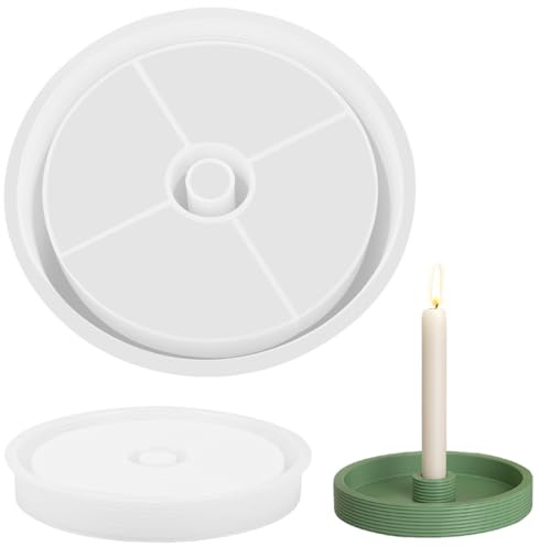 Silikonform Kerzenhalter, Gießform Stabkerzenhalter, Silikonformen Teelichthalter, Silikonform Kerzenhalter Rund, Beton Kerzenständer Silikon für Diy Harzguss, Kunst Heimdekoration (Groß)