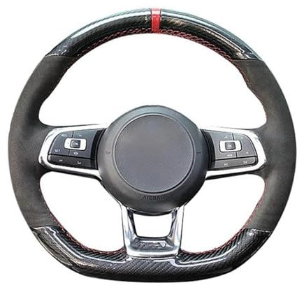 Lenkradbezug Für VW Für Golf 7 Für GTI R MK7 Für Polo Für Scirocco 2015 2016 Auto Lenkrad Abdeckung Hand Nähen Geflecht Wildleder Lenkradhüllen(2)