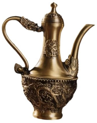 LOVIVER Caffettiera Turca Teiera in Ottone Stoviglie Tradizionali, Bollitore per Il tè in Rame Intagliato Boccale Turco per Tavolo da Pranzo Casa Camera da