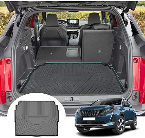 LXBSXY Maßgeschneidert Gummimatte Kofferraumwanne für Peugeot 3008 II 2016-2023,Anti Rutsch Matte Auto,Schutzmatte schwarz,Kofferraummatte Zubehör