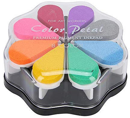 LetCart Stempelkissen Set, 8 Farben ungiftig blütenblattförmig geformte Stempelkissen, Fingerabdruck Stempelkissen für das Stanzen von Karten, Stempeltinte für DIY Leinwand, Hochzeit, Papierhandwerk,