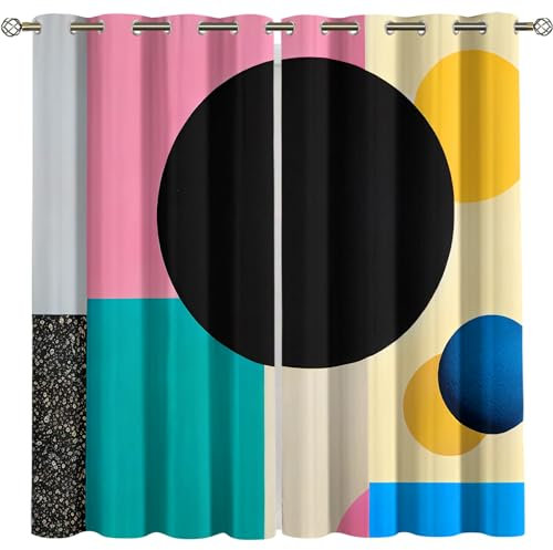 Kinder Gardinen Kinderzimmer Junge Mädchen Blickdicht Schwarze Bunte Künstlerische Sphäre 234X230Cm 2Er Set Verdunkelungsvorhang Thermovorhang Hitzeschutz Vorhänge Wohnzimmer Schlafzimmer Vorhänge