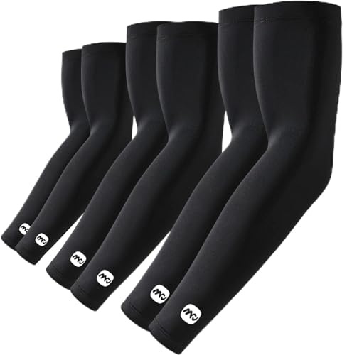 ROCK TAKIN Armvärmare med UV-solskydd för män och kvinnor UPF 50+ Uppfriskande armskydd, kompressionssportskydd, 3 par – svart, XL