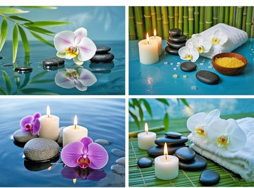 SHEGZHUC 4 Pack Diamond Painting Erwachsene Blumen Orchidee, 40x30cm Diamant Malerei Bilder Zen Religion, Mosaik Stickerei Kreuzstich Kunst Geschenk, Wanddekoration für Schlafzimmer Wohnzimmer