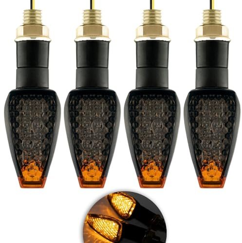 JDM Group 4PCS - Intermitentes Moto Homologados - E Mark E50 - Ajuste Universal - 14 LEDS 12V - Intermitentes Led Motocicleta - Piscas Moto - Señal de Giro - de Alta Resistencia.