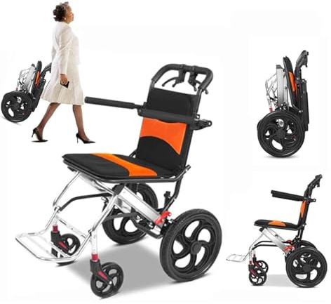 YAYREC Sedia a rotelle da Viaggio，Sedie Pieghevoli， Carrozzine da Trasporto Pieghevoli Carrozzine da Viaggio Portatili ultraleggere Carrozzina da Trasporto Leggera
