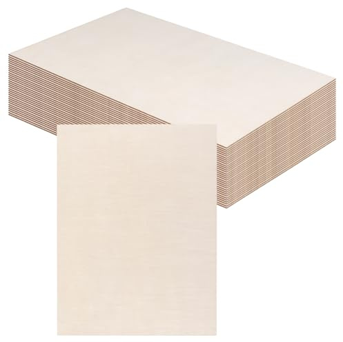 HEIYUET 24 Stück 30x20cm Holzplatte, 2mm Bastelholz Platten Rechteckig Lindenholz, Sperrholzplatten Holzplatten zum Basteln für DIY Handwerk, Modellbau, Gemälde