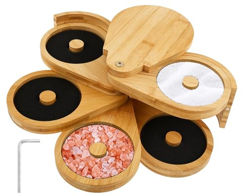 Margarita Salt Rimmer Set 5 Tiers Bar Glass Rimmer Margarita Salt Sugar Cocktail Rimmer Wood Sugar Salt Box Spice Container Bartender Tool for Cocktail and Margarita