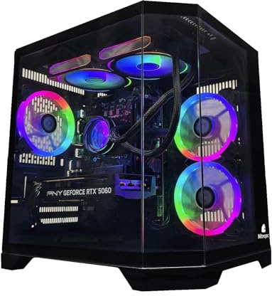 NitroPC - PC Gaming Avanzado Nitro Plus (AMD Ryzen 5 5600X 3.7GHz/4.6GHz, RX 6600 8GB, RAM 16GB, M.2 1TB, Windows 11 Pro, iluminación RGB, WiFi5) Ordenador sobremesa, PC Gamer (Negro)