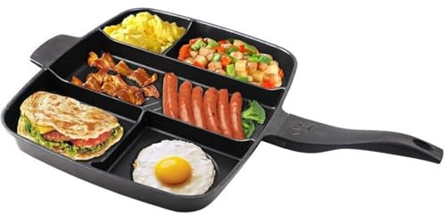 Padella antiaderente 5 in 1 con divisori, per cucinare tutto in uno, 38 cm, ideale per pasti in forno, pentole da cucina