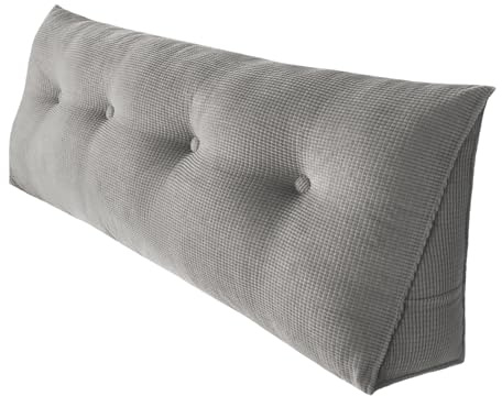 OHMG 120/140/160/180/200 cm Cojín de lectura para cama, cojín respaldo de sofá, cojines para cama triangular, cojines para sofá, soporte de posicionamiento, suave y cómodo, con funda extraíble