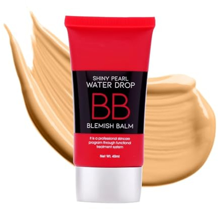 Shiny Pearl Waterdrop BB Foundation with SPF 15 | Lightweight, Non-Greasy, Long-Lasting Blemish Balm Cream | Enriched with Jojoba Seed Oil for Face Makeup (Medium Beige, 40ml)