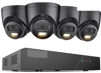 JOXLOVER di Videosorveglianza Poe Ultra HD 3K 5MP Registratore NVR 8CH Telecamere di Sicurezza 3K Kit CCTV Telecamera IP Intelligente A Doppia Luce per Esterni(None)