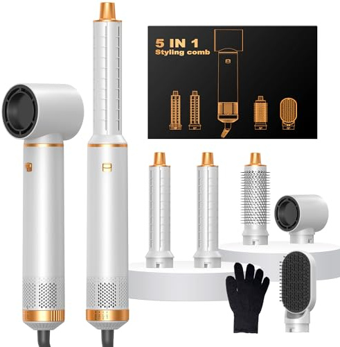 Asciugacapelli 5 in 1 Hair Styler, Air Styler Phone 5 in 1 Multifunzione Phon Capelli,Spazzola Asciugacapelli Per Dare Volume Ai Capelli, Lisciare, Arricciare, Ioni Air Curler Brush,Strumenti Capelli