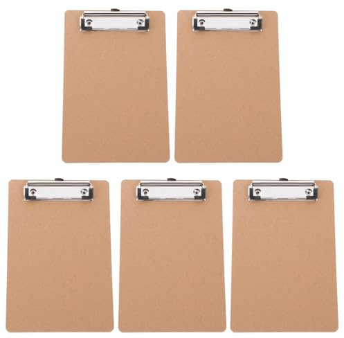 UTHCLO Lot De 5 Petits Presse-papiers Multifonctions 15x23 Cm En Bois Et Fer, Clip Dossier Rigide, Tableau D'écriture Portable Pour Bureau, École Et Organisation