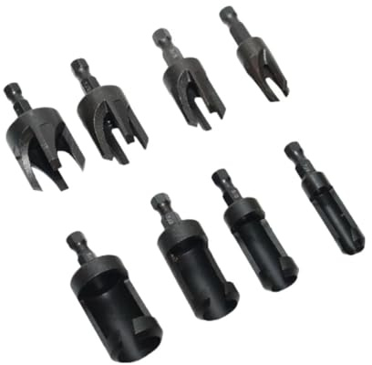 Black Imperial Plug Cutter Kit, Hex Shank Drill Bit Set for Woodworking, 4 Sizes (1/4, 3/8, 1/2, 5/8) - For Creating Wooden Dowels & Repairing Screw Holes
