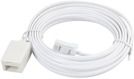 1 Pcs 5 Meter BT Telephone Extension Cable, Male to Female Phone Line Extension Cord for UK Landline, Straight Through Phone Cable for Landline Home Office Fax Modem Extender, White 6P4C