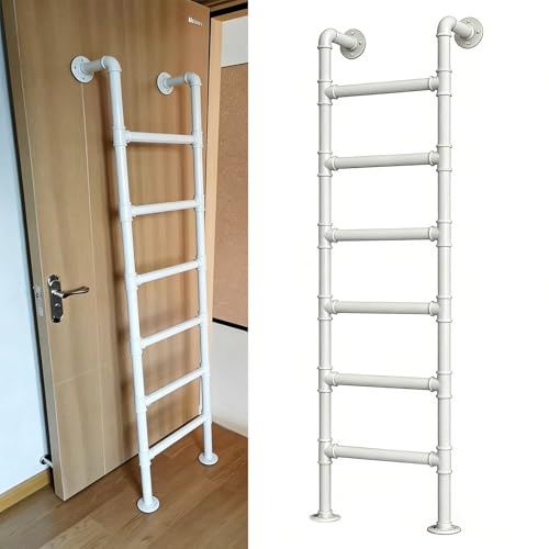 ZENSTYW Escalera De Ático De Pared,Escalera De Escape De Incendios Pesada,Escalera De Escalada Universal para Sótano,para Dormitorios,Bibliotecas(185CM/6.1ft)