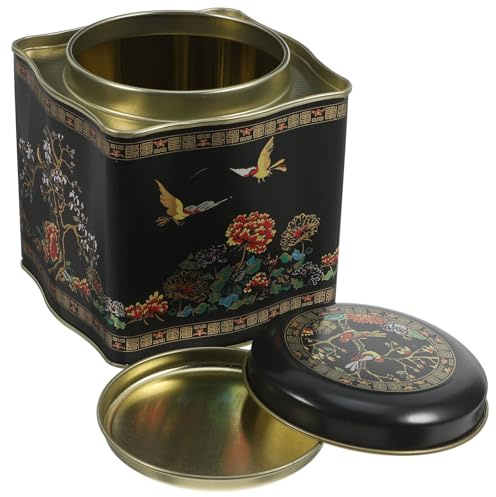 Caja de Galletas de Hojalata Vintage de Cuatro Piezas con Forma Ondulada | Tapa Decorativa, Estilo Retro, para Cookies y Chocolates, Organización Práctica, Acabado Metálico