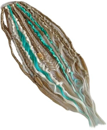 Elastischer Dread-Pferdeschwanz-Dreadlocks Haargummi, Handflechten Dreads zum Einflechten, Boho Braids mit Perlen und Anhängern, Haargummi Spirale für Festivals und Den Täglichen Gebrauch (A)