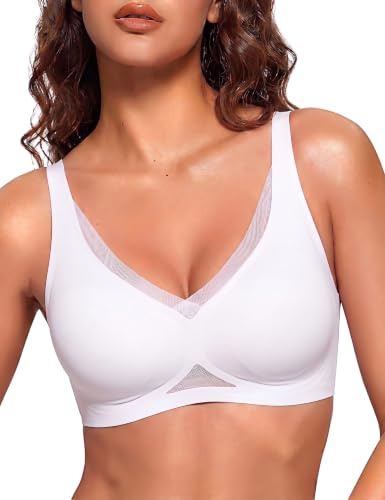 Bresdk Soutien-Gorge Femme sans Armature Col V Maille Respirante Quotidien
