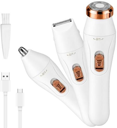 XAVURO 3-in-1 Rasierer Damen Elektrisch, Intimrasierer für Frauen, Gesichtshaarentferner, Wasserdicht IPX7 Damenrasierer für Beine, Arme, Achseln und Bikinizone, Wiederaufladbarer Trimmer