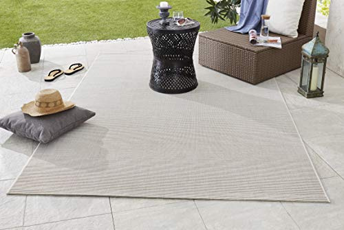 NORTHRUGS Tapis d'intérieur et d'extérieur Match 160 x 230 cm – Résistant aux intempéries, Moderne, Design uni, pour Balcon, terrasse, Jardin, Jardin d'hiver, Salon, imperméable, crème