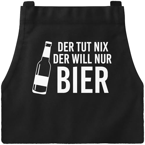 MoonWorks Grill-Schürze für Männer mit Spruch Der tut nix, der will nur Bier Baumwoll-Schürze