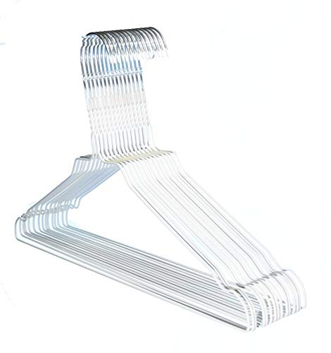 HAGSPIEL Kleiderbügel aus Metall, Drahtbügel aus hochwertige Zinkbeschichtung, mit Steg und Rockkerben (Weiß, 450 STK.)