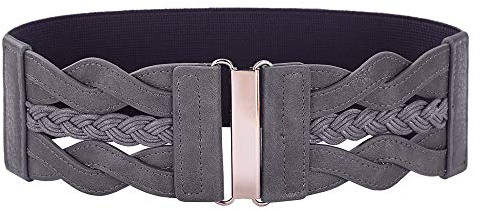 GRACE KARIN Women's Elastic Vintage Belt Stretchy Retro Wide Waist Cinch Belt(Pewter,S)