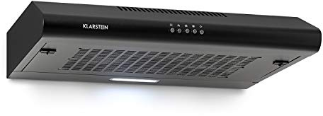 Klarstein Capannina - Hotte encastrable, Hotte aspirante, Évacuation/Recyclage, Largeur : 60 cm, Débit d'air max. : 166 m³/h, EEC C, 3 vitesses d'aspiration, Acier inoxydable, Éclairage LED, noir