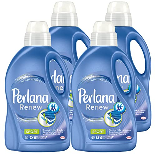 4x Perlana Renew Sport Tvättmedel Vätska Tvätt- och Tvättmaskin Aktivt Vård Eliminerar Dålig Lukt För Tekniska Och Sporttyger 4 1,44L Flaskor