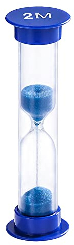 SuLiao 2 Minute Sand Timer for Kids, Colorful Hourglass Clock 2 Minute, Small Sand Watch 2 min, Plastic Hour Glass Sandglass for Kids, Games, Classroom, Toothbrush Timer (Blue)