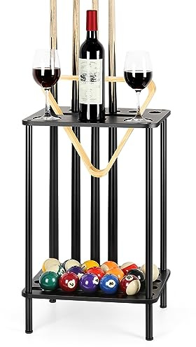 smusei Soporte para palos de piscina, soporte para tacos de piscina, soporte para palos de billar, accesorios para mesa de billar, sala de juegos, club, capacidad para 6 tacos, color negro