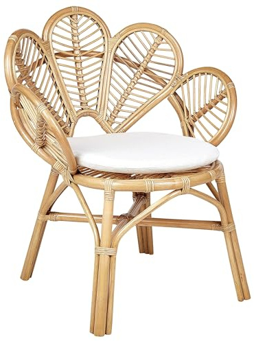 Beliani Chaise empilable à Dossier en éventail en rotin Clair pour Intérieur et Extérieur Florentine II