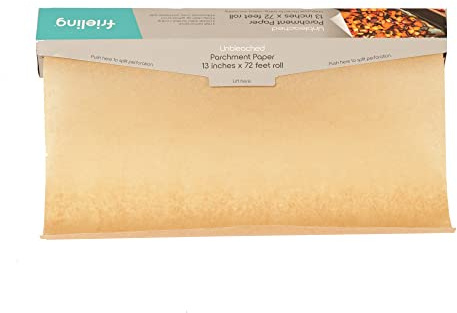 Frieling Unbleached Parchment Paper, Reusable Double-Sided Non-Stick Silicone Coating, Endless Sheet on Roll, 78 Sq Ft., 13-Inch x 72 ft. for Baking, Air Frying, Steaming Packaging …
