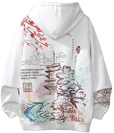 Vagbalena Uomo e Donna Harajuku techwear Hip-Hop Felpa con Cappuccio Streetwear Felpa con Cappuccio Uomo Donna Pullover Felpa Adolescenti Sciolto Felpa Oversize (White,M)