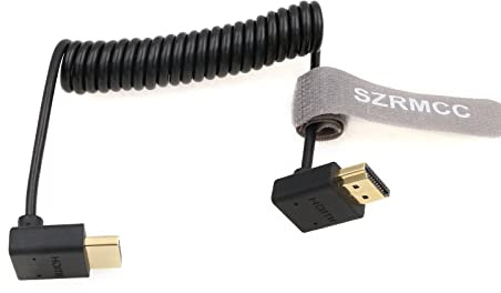 SZRMCC 8k 2.1 HDMI UP auf Unten Winkel Ultra High Speed Spiralkabel für Z Cam E2 S-ony FX6 FX9 Canon EOS C70 C300 Portkeys BM5 Atomos Ninjav V Shogun Monitor