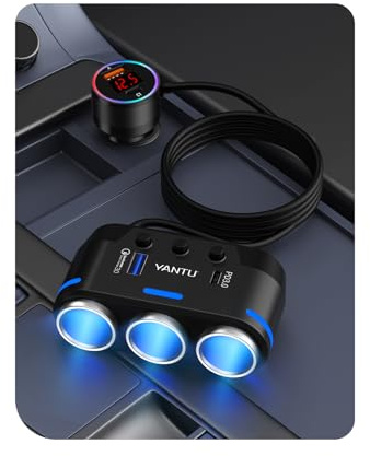 YANTU 230W Car Cigarette Lighter Multi Socket,Cigarette Lighter adapter/Splitter with QC3.0 & PD 130W Car Charger Adapter,12V Usb Socket With Double/Dual Plug/Port For All Car Devices