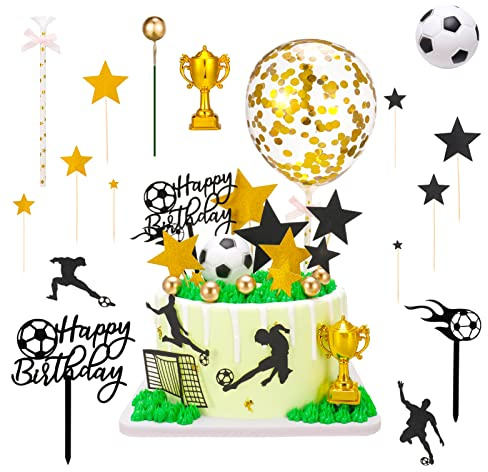 30pcs Football Cake Toppers,Football Cake Decorations Soccer Birthday Cake Topper Personalised Cupcake Toppers Men Sports Theme Birthday Cake Plugin Football Party Supplies